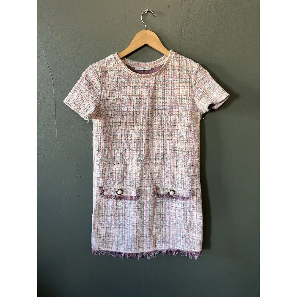 Zara Trafaluc Womens Short Sleeve Knit Multicolor Shirt Dress Size Small